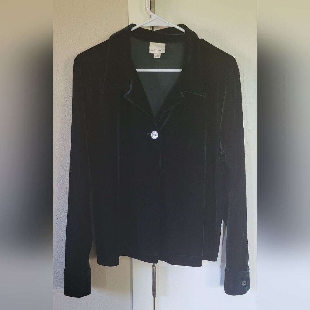 Karen Kane Green Velvet Long Sleeve Jacket/ Blazer Cardigan